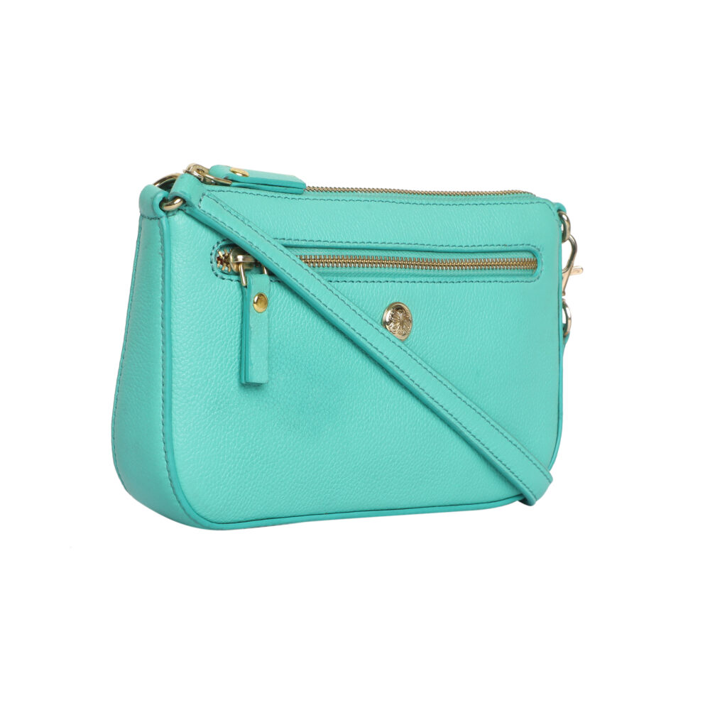 Classy Turquoise Small party leather Sling Bag - Image 4