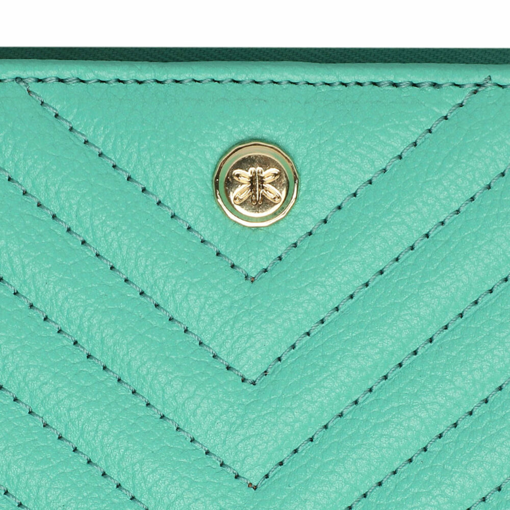 Turquoise Quilted Medium Zip Around Purse - Image 5