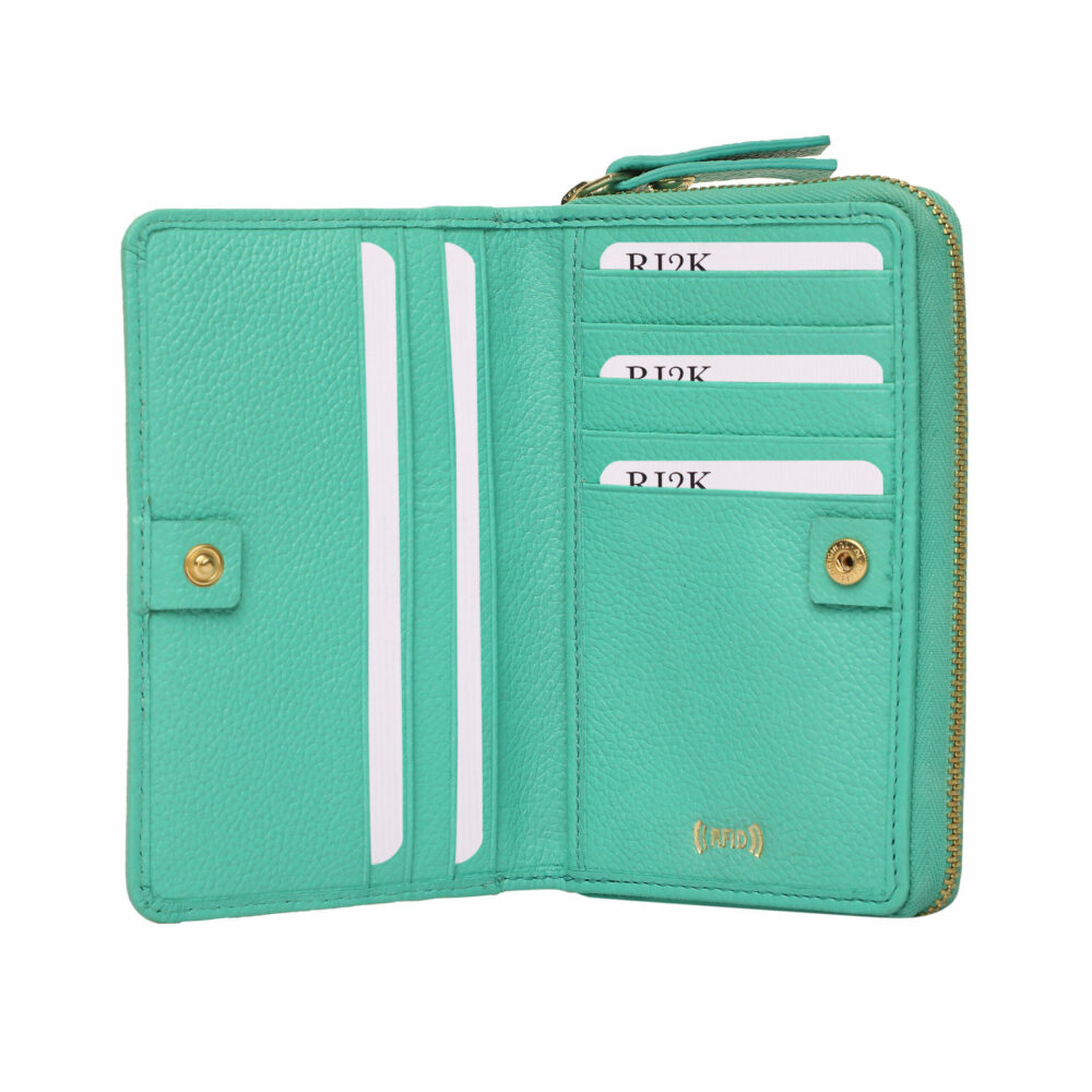 Turquoise Quilted Medium Zip Around Purse - Image 2
