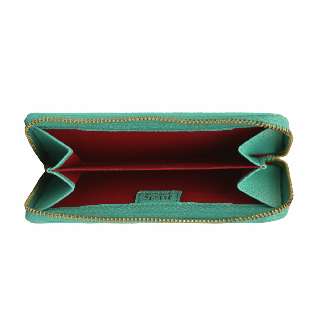 Turquoise Quilted Medium Zip Around Purse - Image 3