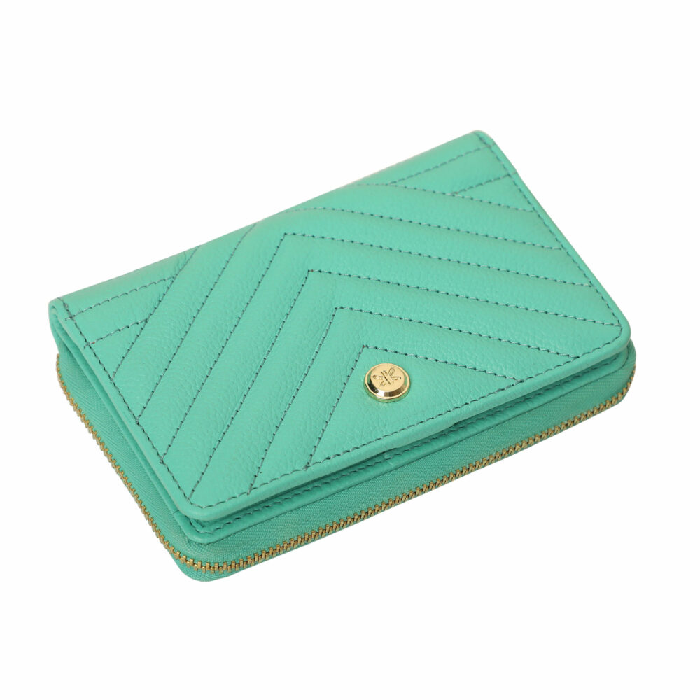Turquoise Quilted Medium Zip Around Purse - Image 4