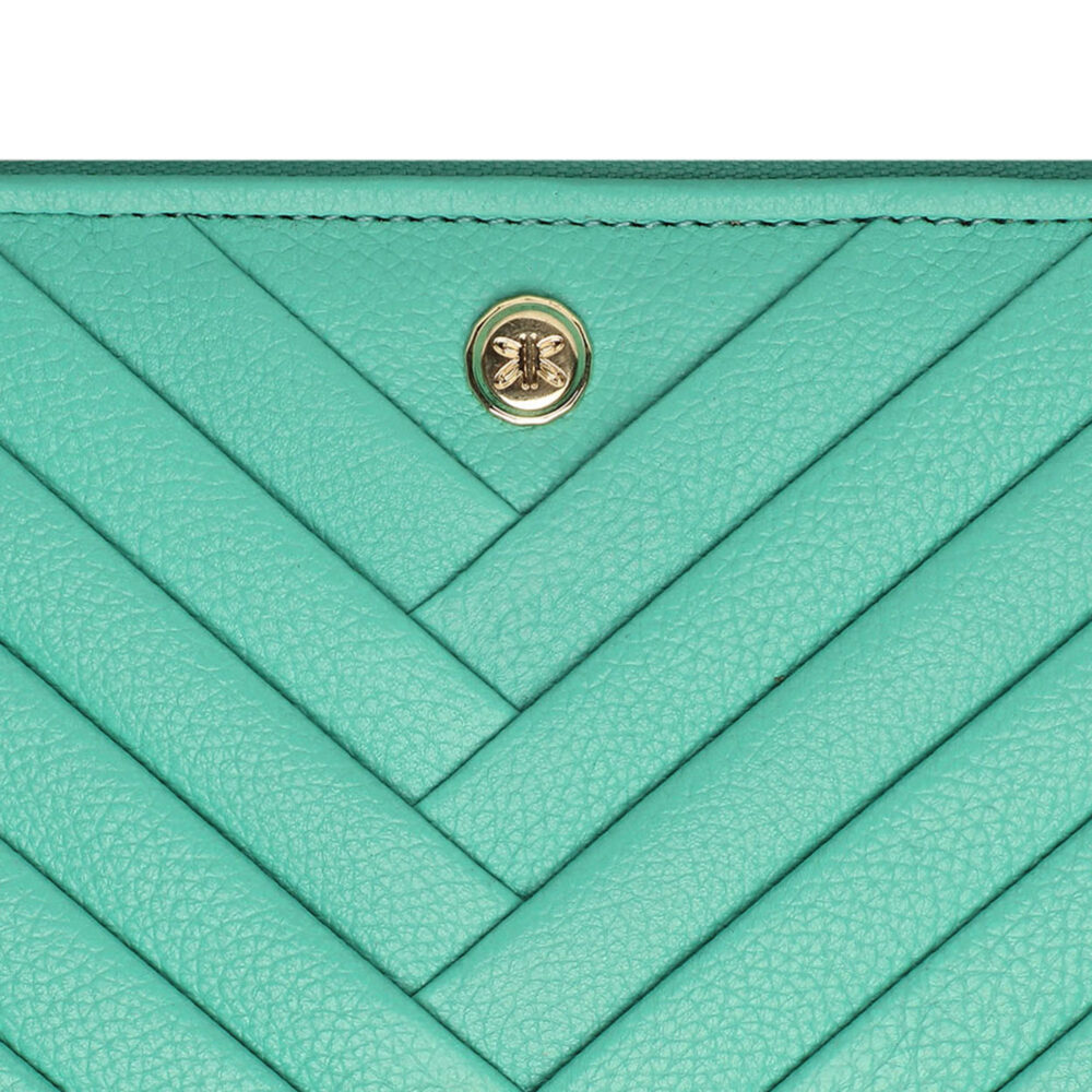 RI2K Genuine Leather Turquoise Pleated Zip Around Purse - Image 3