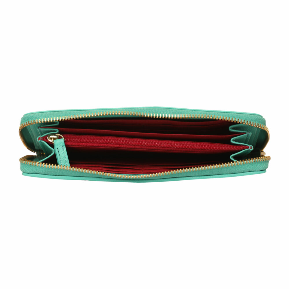 Turquoise Pleated Zip Around Purse - Image 2