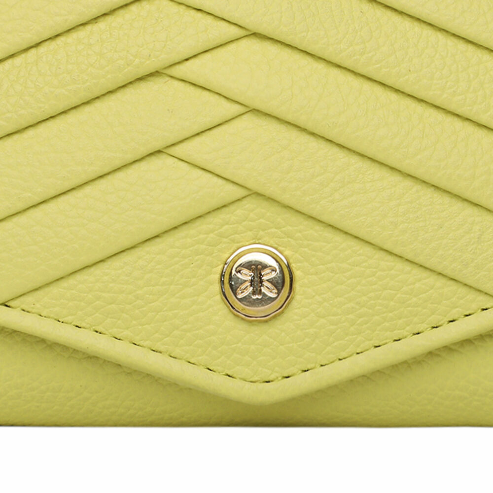 Lime Pleated Leather Bi Fold Purse - Image 6
