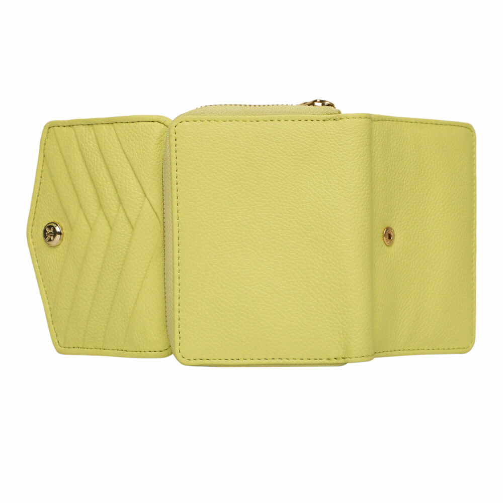 Lime Pleated Leather Bi Fold Purse - Image 5