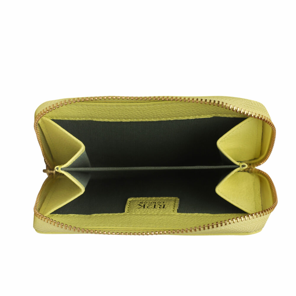 Lime Pleated Leather Bi Fold Purse - Image 3