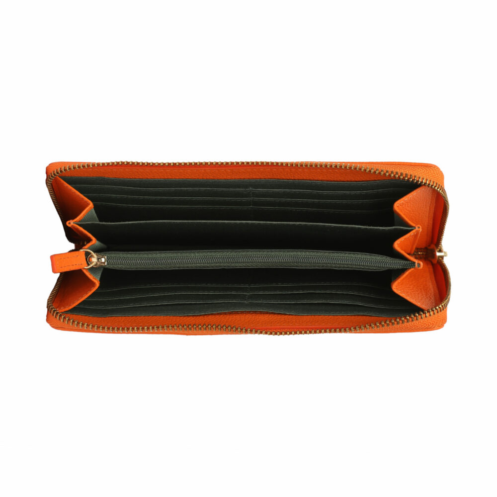 Orange Square Quilted Zip Around Purse - Image 2