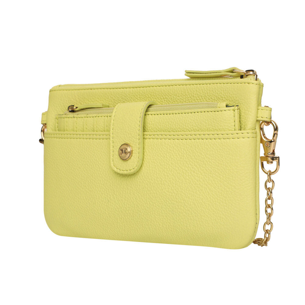 RI2K Lemon Yellow Multipurpose Detachable Leather Sling Bag - Image 5