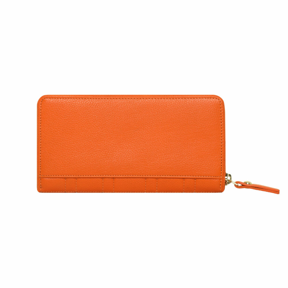 Orange Square Quilted Zip Around Purse - Image 5