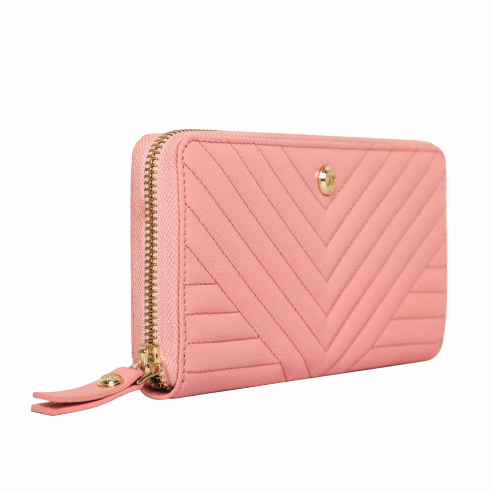 Quilted Light Pink Zip Around Purse - Image 5