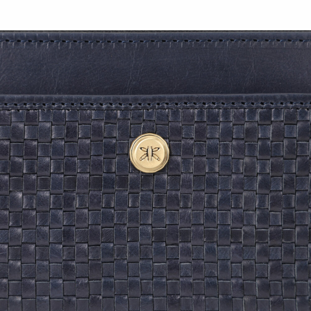 Navy Weave Leather Zip Around Purse - Image 5