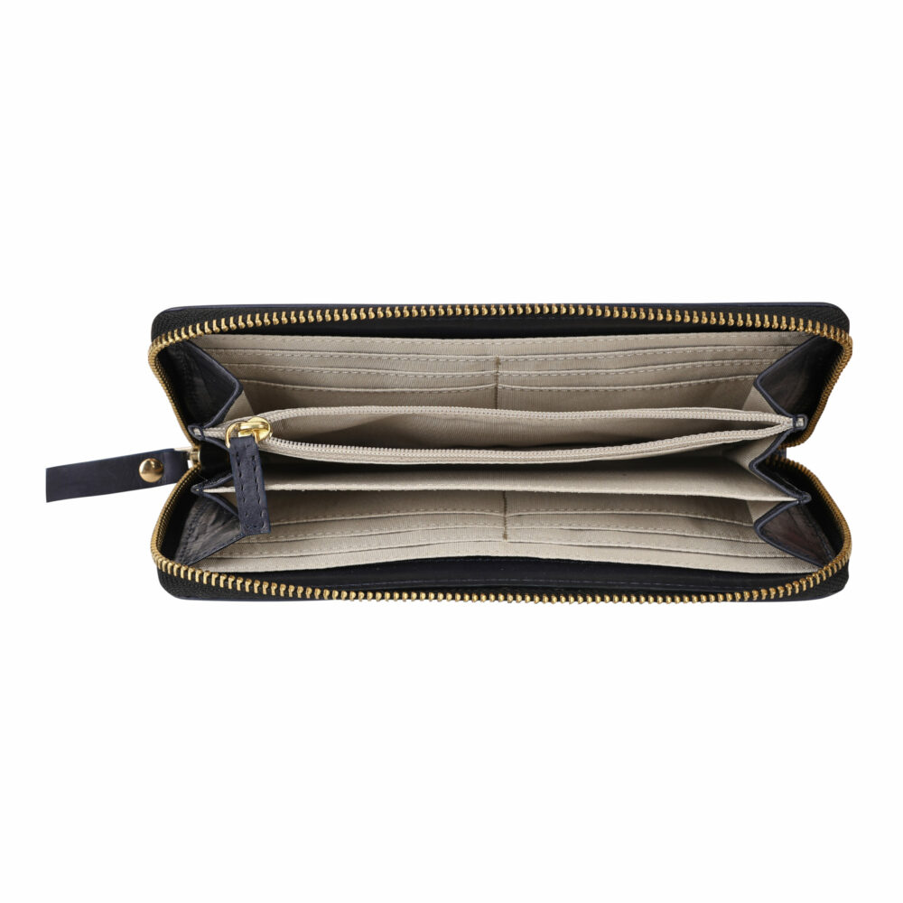 Navy Weave Leather Zip Around Purse - Image 2