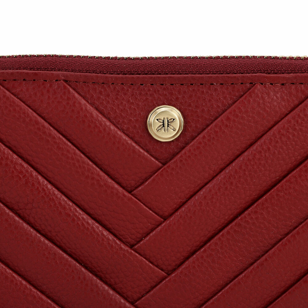 Red Pleated Zip Around Purse - Image 4