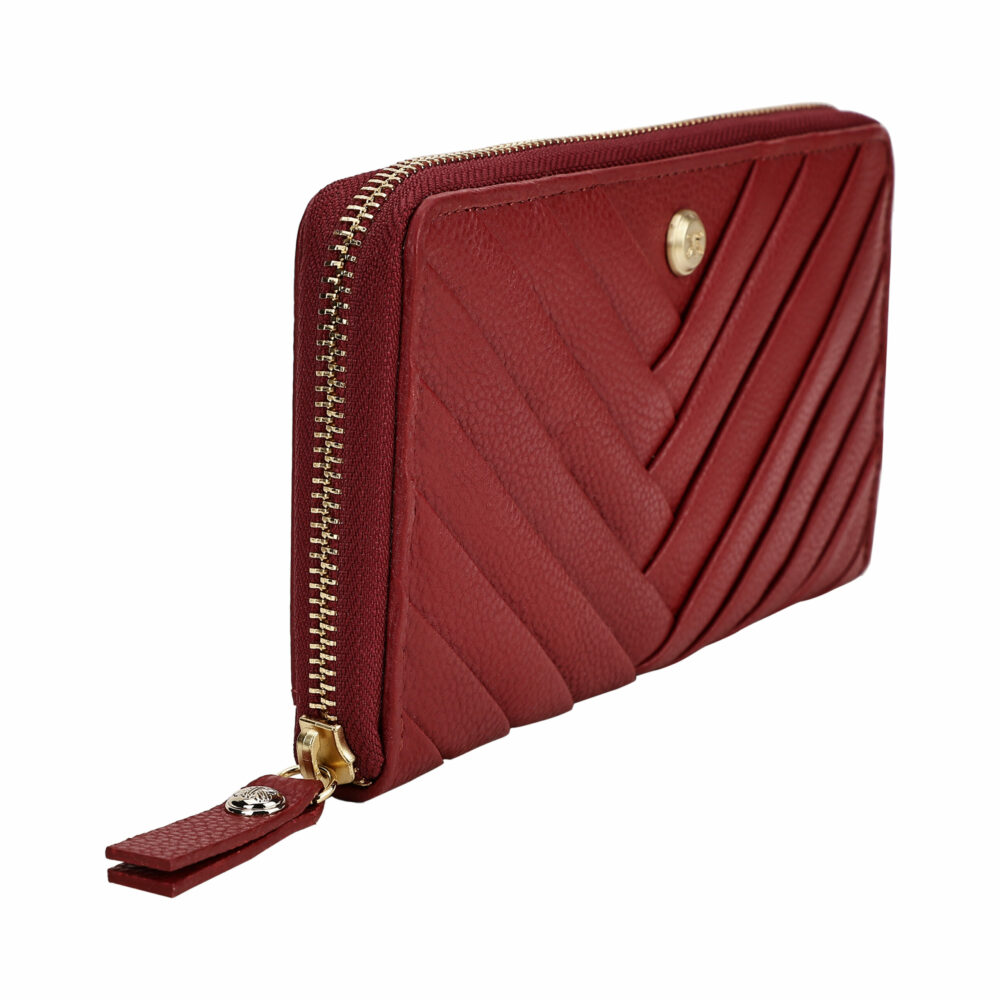 Red Pleated Zip Around Purse - Image 2