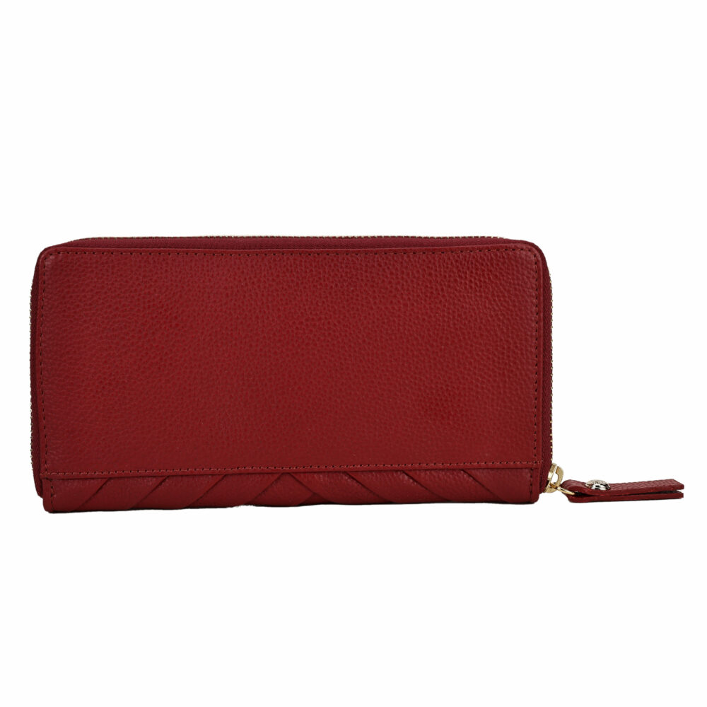 Red Pleated Zip Around Purse - Image 3