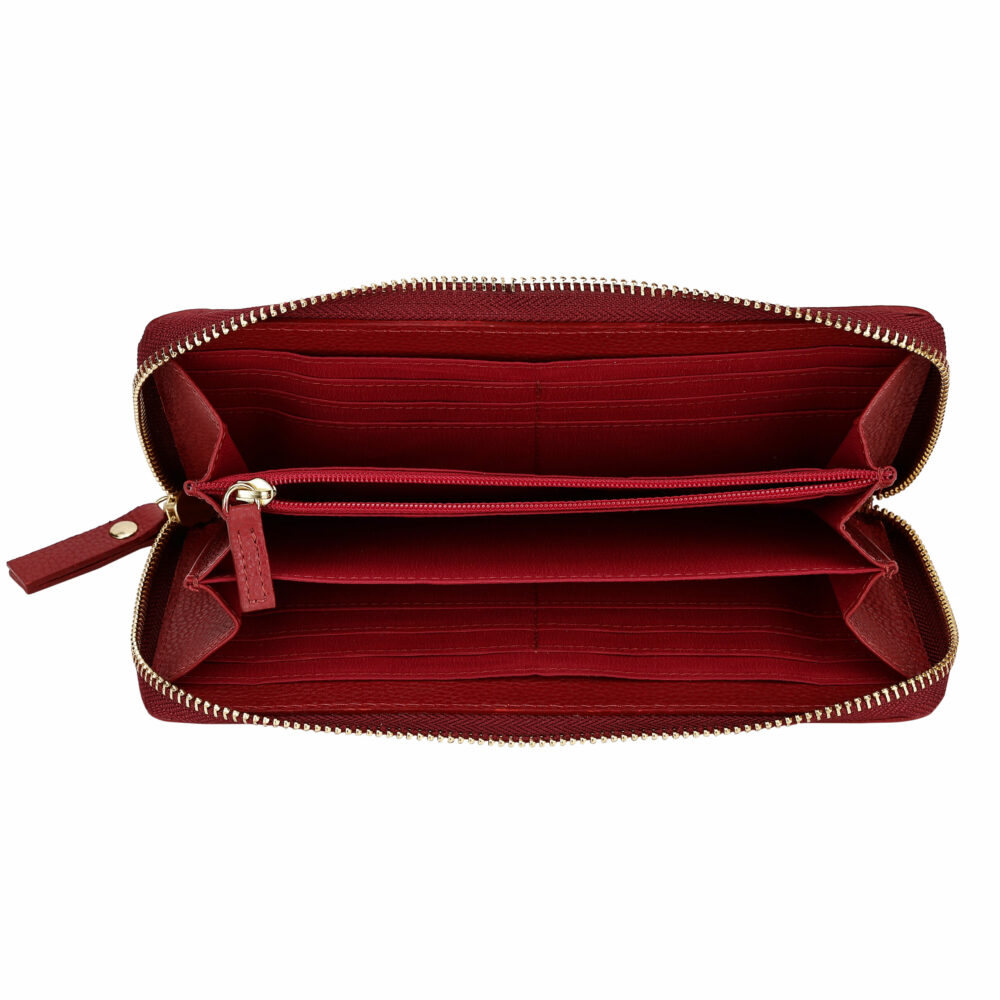 Red Pleated Zip Around Purse - Image 5