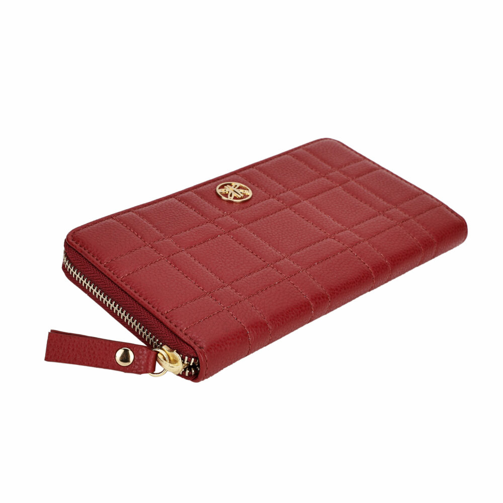 Red Square Quilted Zip Around Purse - Image 5