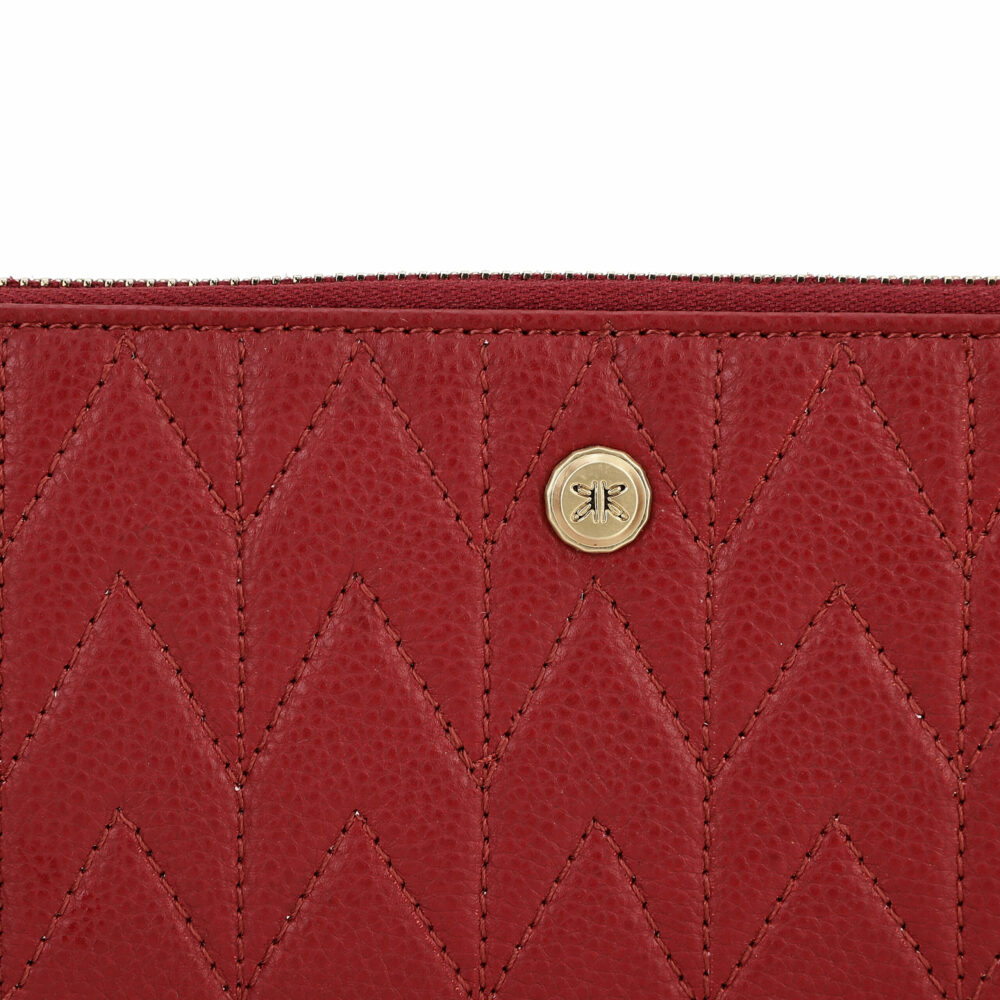 Red Quilted Zip Around Purse - Image 3