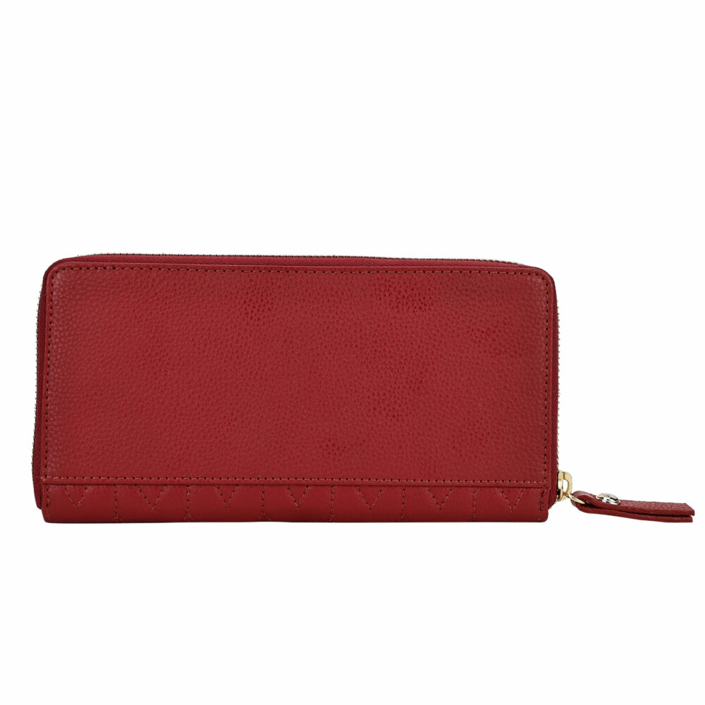 Red Quilted Zip Around Purse - Image 5