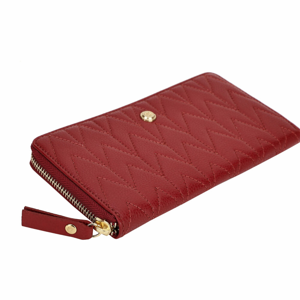 Red Quilted Zip Around Purse - Image 4