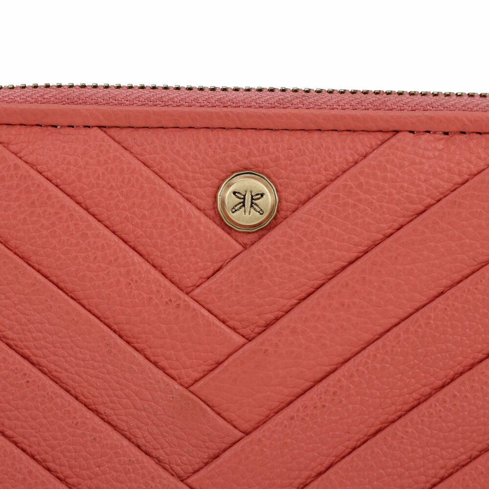 Coral Pleated Zip Around Purse - Image 2