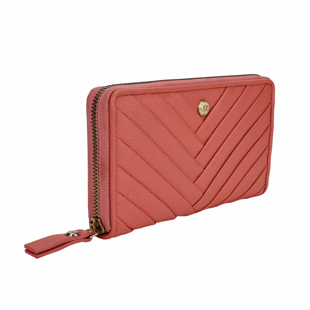 Coral Pleated Zip Around Purse - Image 4