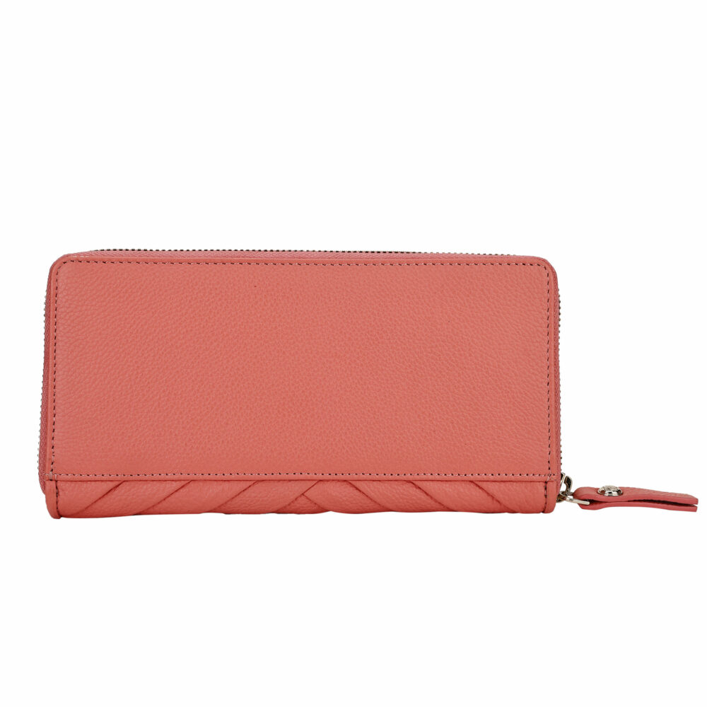 Coral Pleated Zip Around Purse - Image 5
