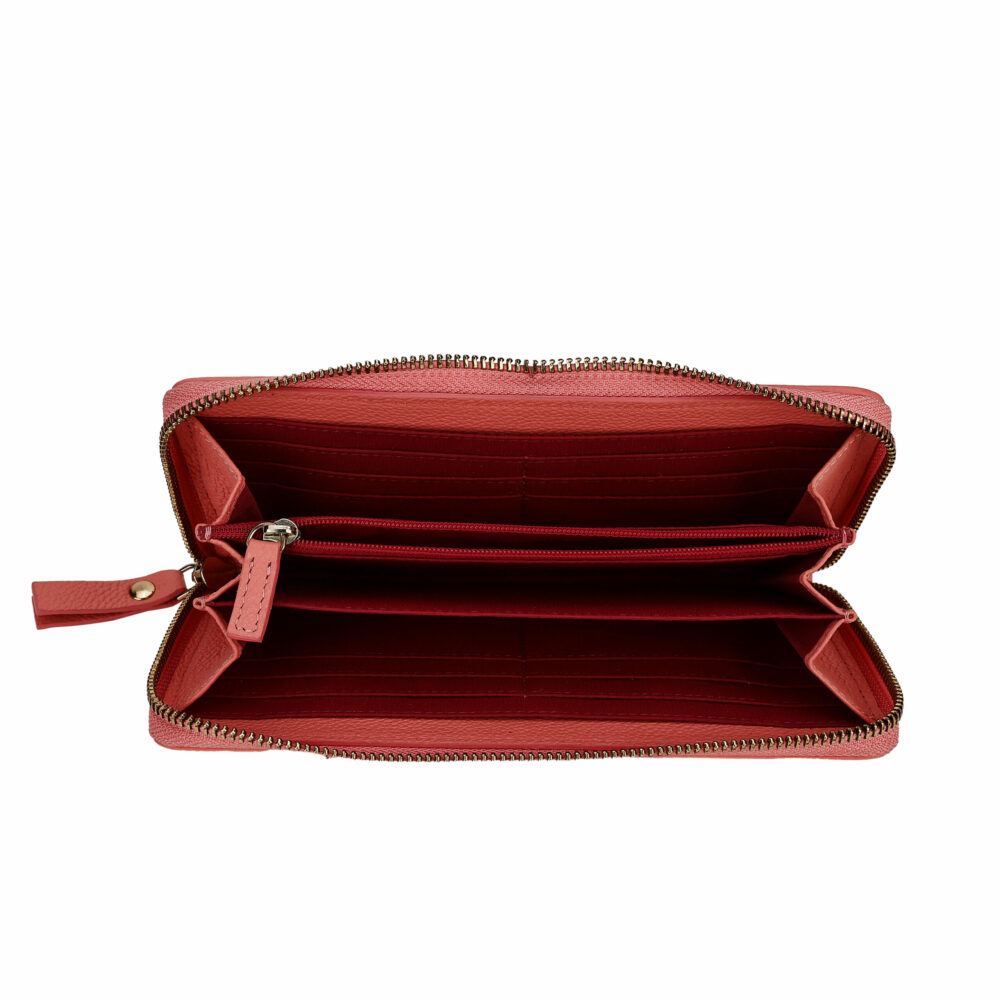 Coral Pleated Zip Around Purse - Image 3