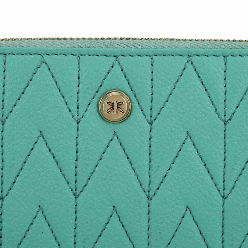 Turquoise Quilted Zip Around Purse - Image 3