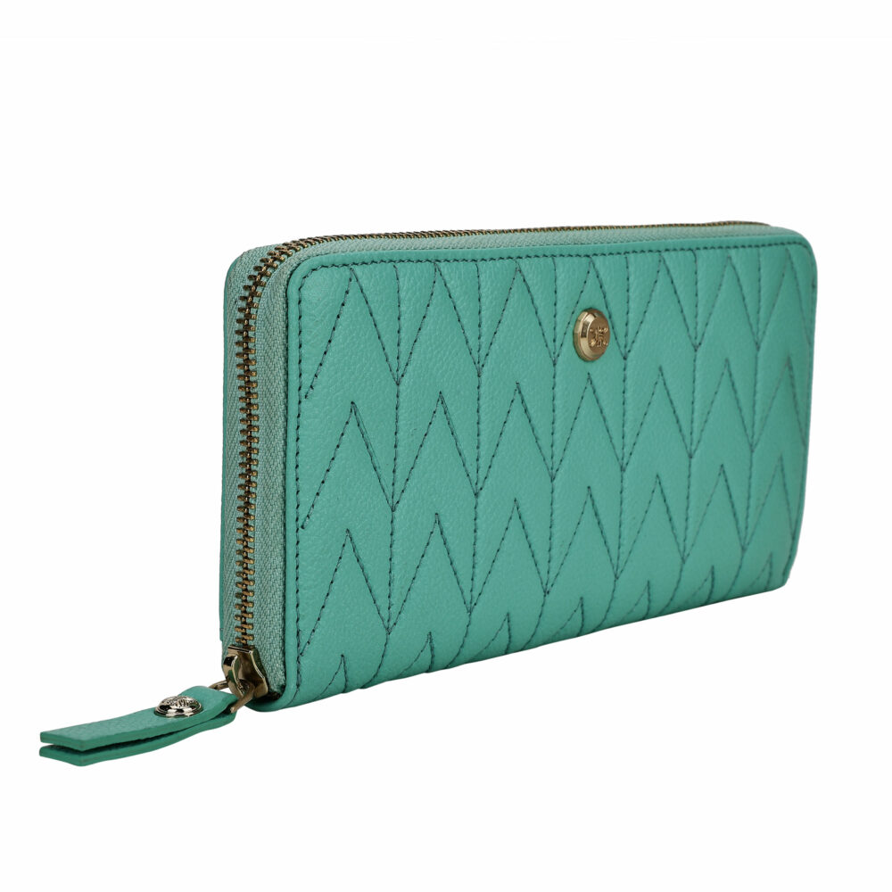 Turquoise Quilted Zip Around Purse - Image 4