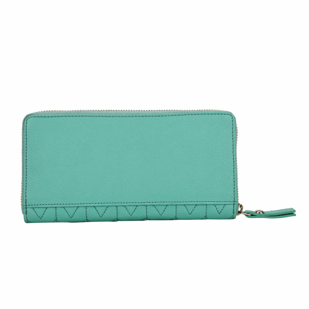 Turquoise Quilted Zip Around Purse - Image 5