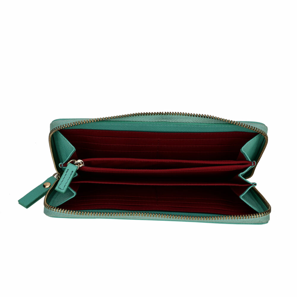 Turquoise Quilted Zip Around Purse - Image 2