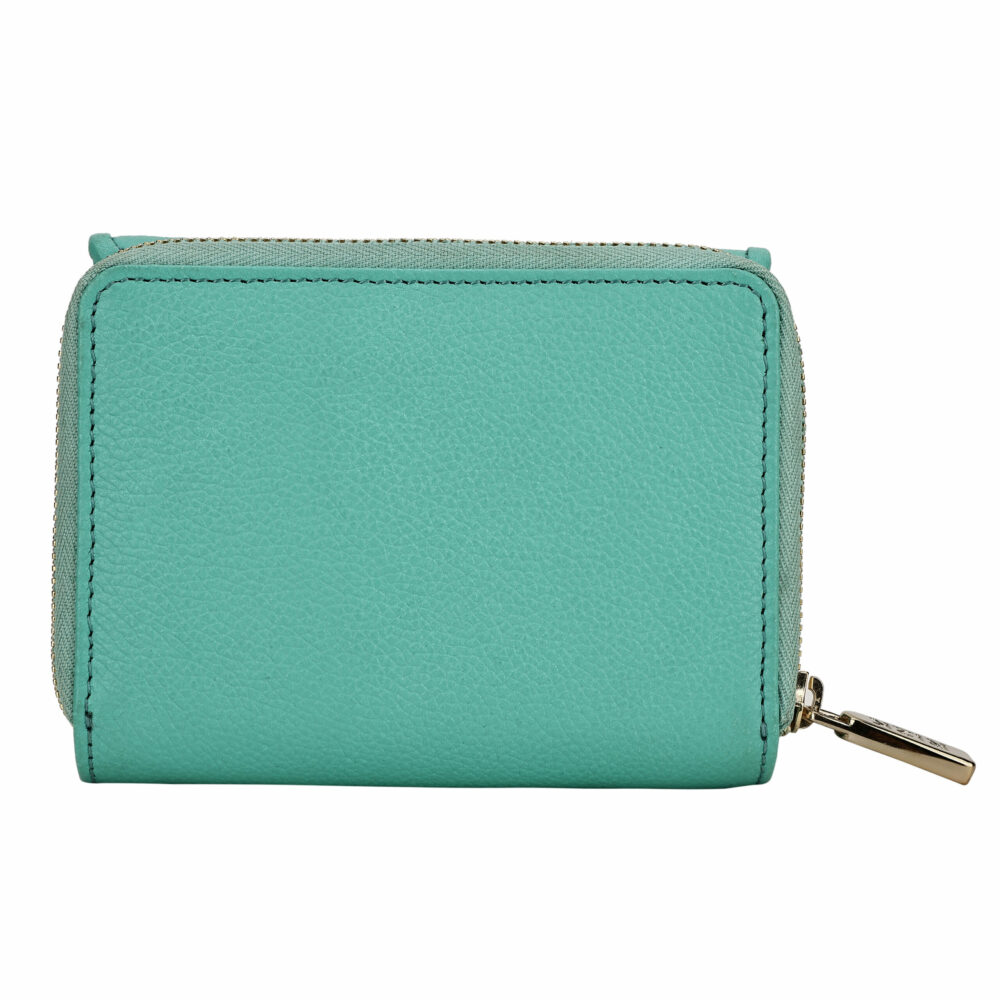 Turquoise Pleated Leather Bi Fold Purse - Image 4