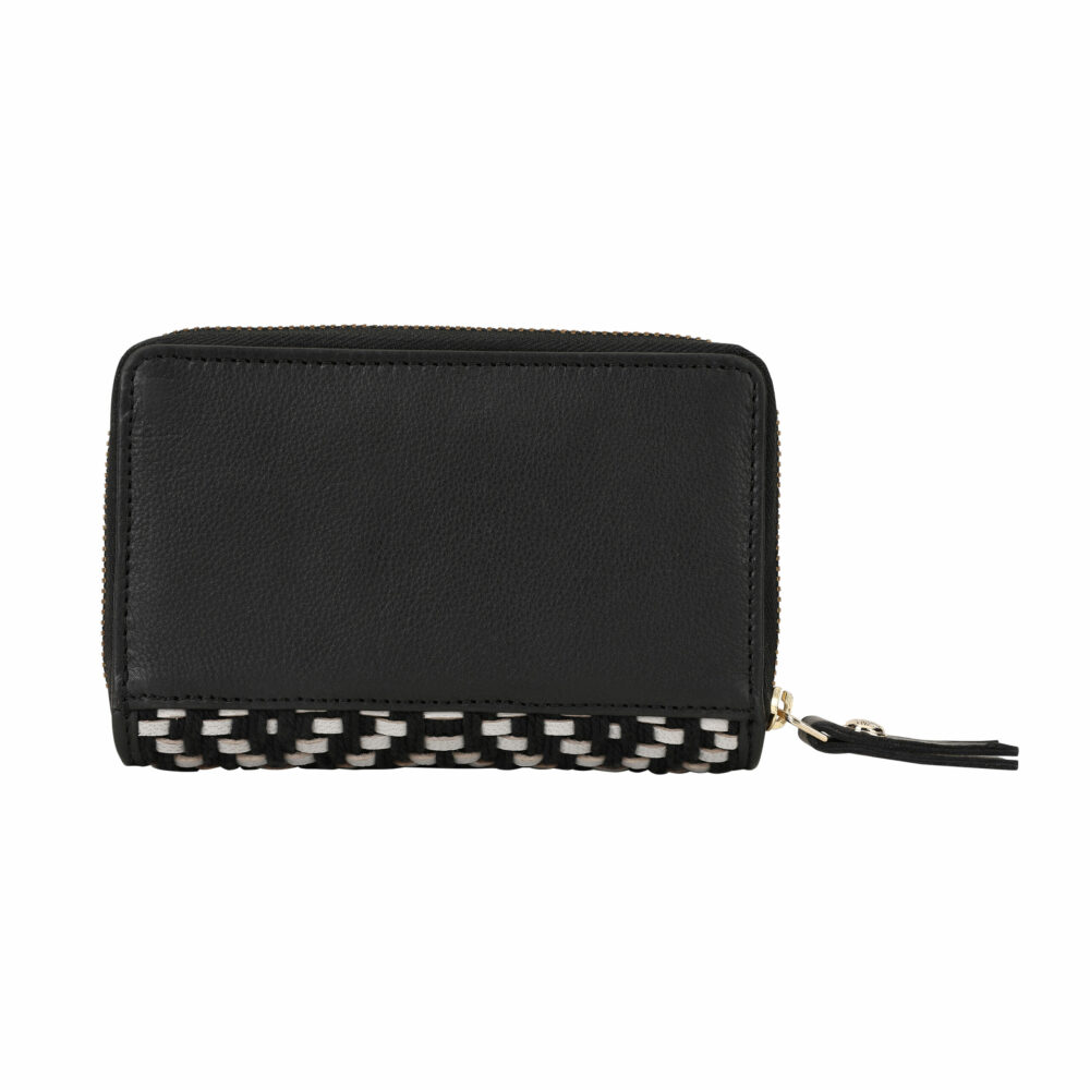 Black and White Genuine Leather Medium Zip Around Purse - Image 2