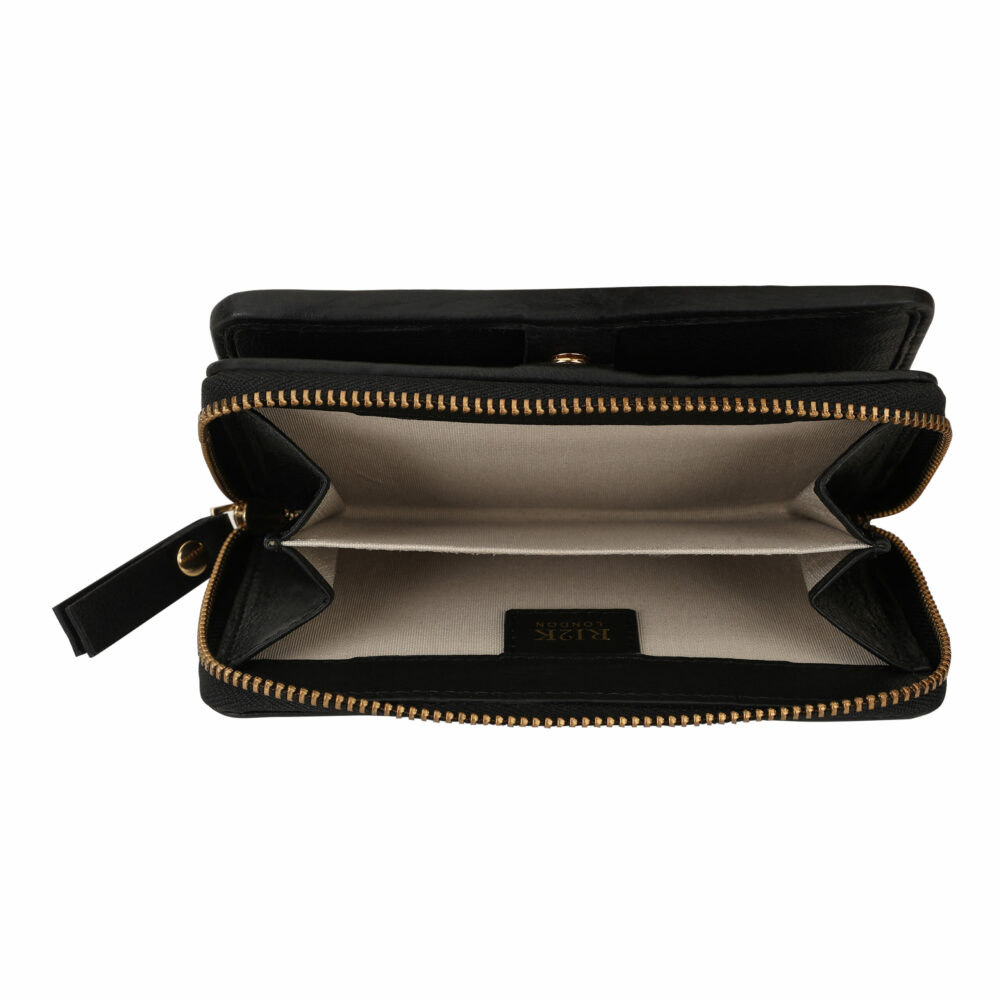 Black and White Genuine Leather Medium Zip Around Purse - Image 7
