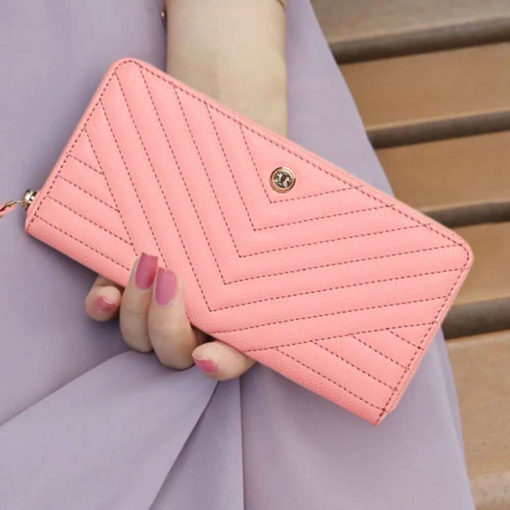 Quilted Light Pink Zip Around Purse